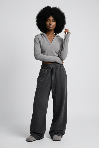 Cropped Raw Edge Hoodie, by Lilliroa