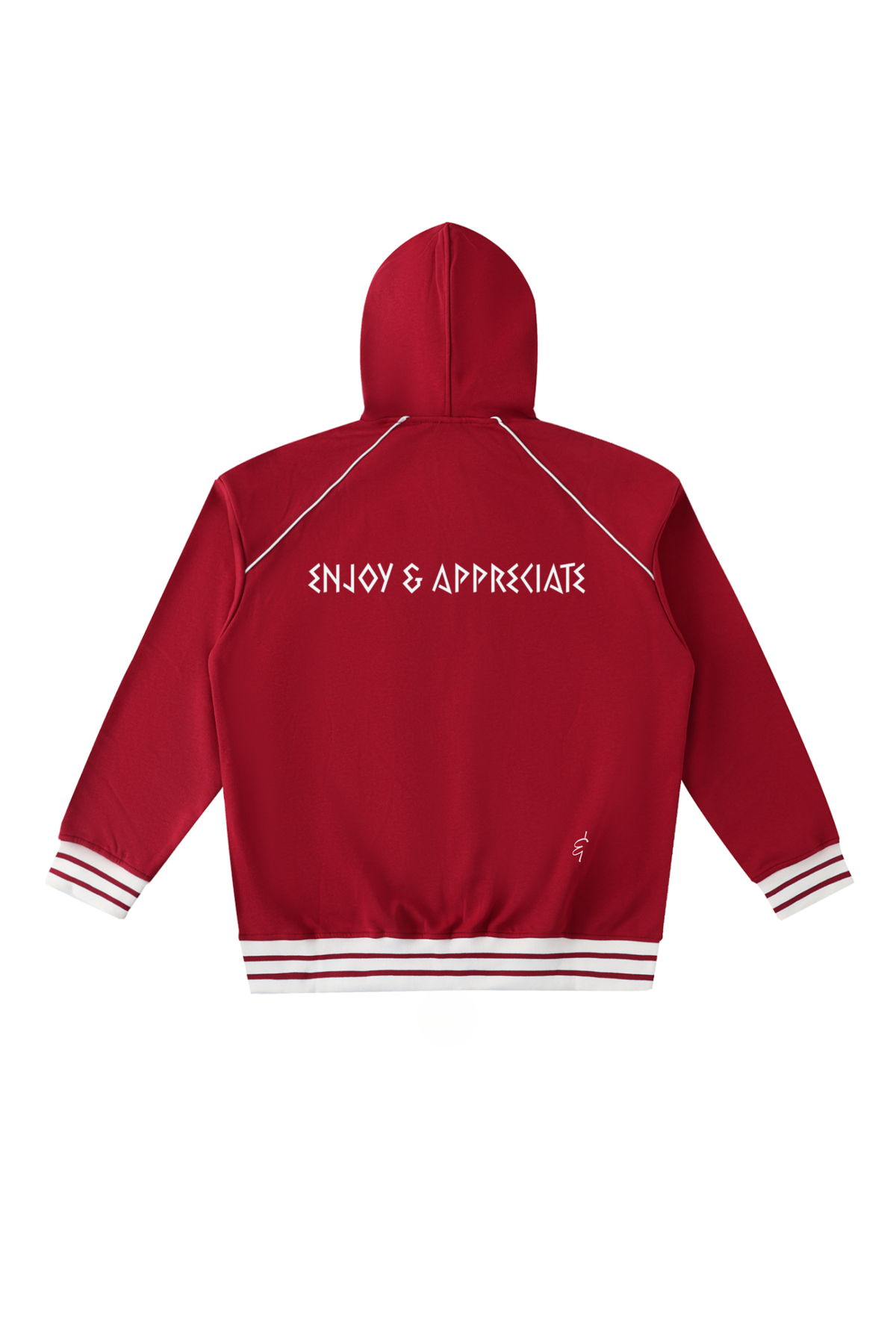 Norwegian Striped Trim Zip-Up Hoodie in red by Lilliroa, image 2