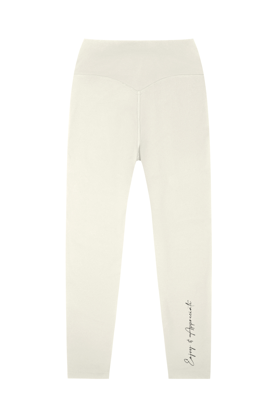 White leggings with text on a white background