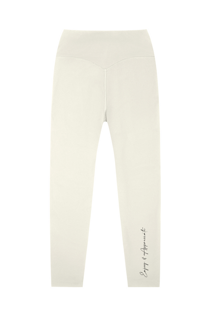 White leggings with text on a white background