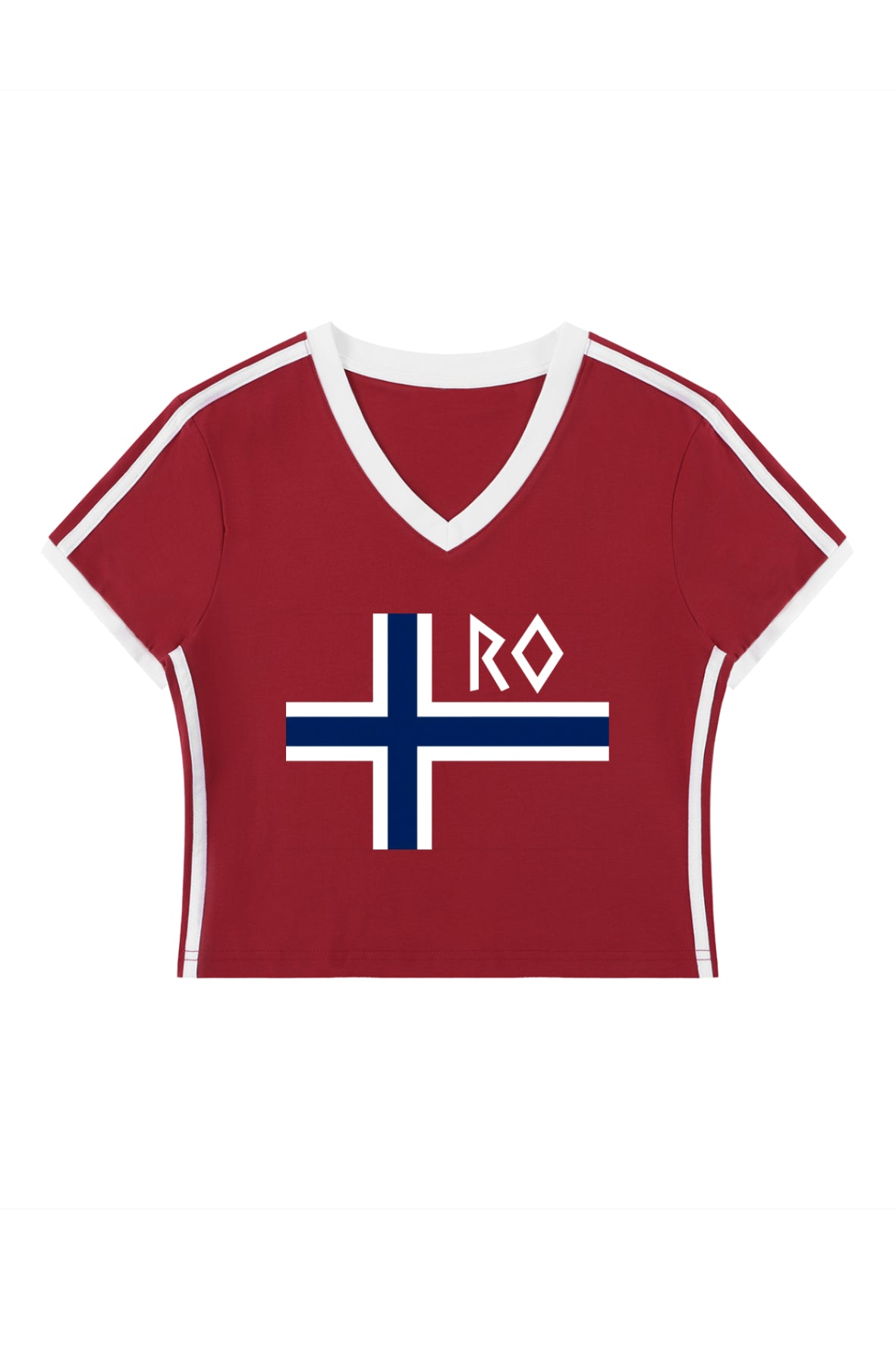 Norway Edition Crop T-Shirt in red by Lilliroa, image 1
