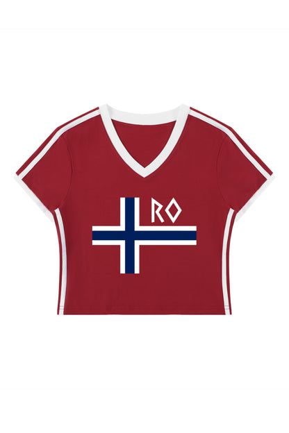 Norway Edition Crop T-Shirt in red by Lilliroa, image 1