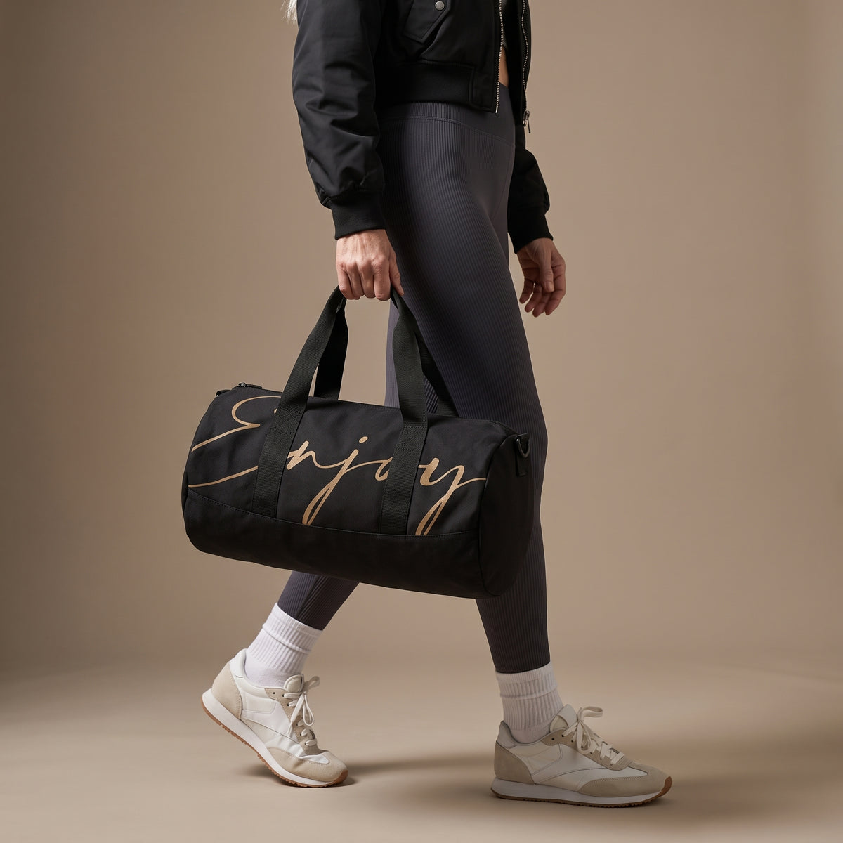 Gym Duffel Bag in black, detail view, by Lilliroa