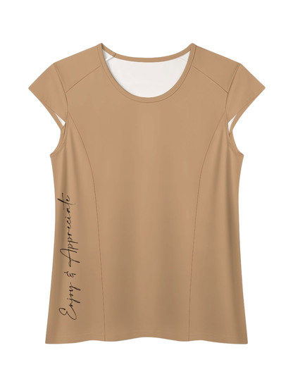 T-shirt in Ice Silk in camel, flat lay, by Lilliroa