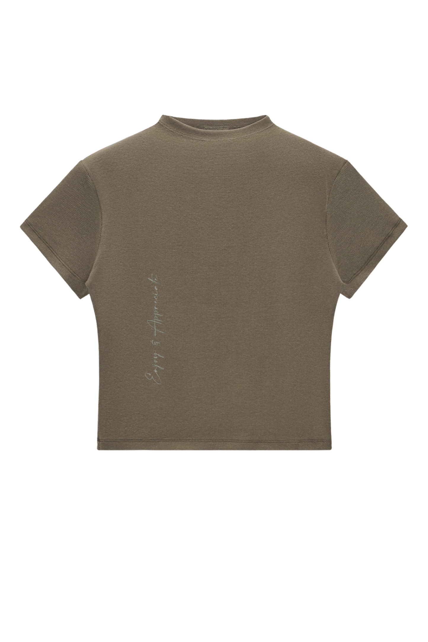 Green gray mock neck t-shirt on a white background