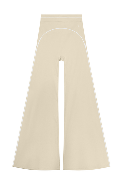 High Rise Flared Topstitching Pants with white contrast stitching, by Lilliroa