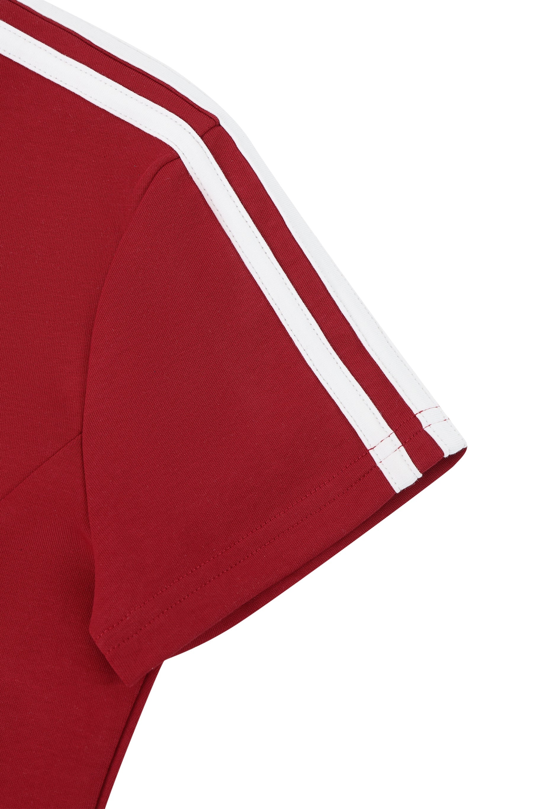 Red shirt with white stripes on a white background