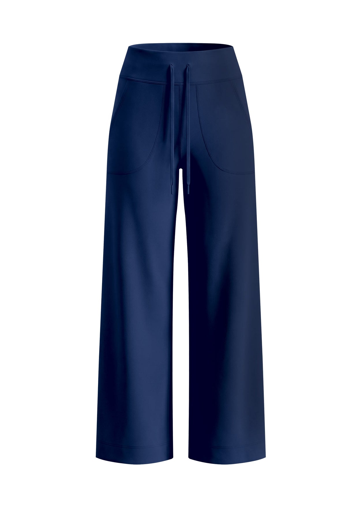 Navy blue wide-leg pants on a white background
