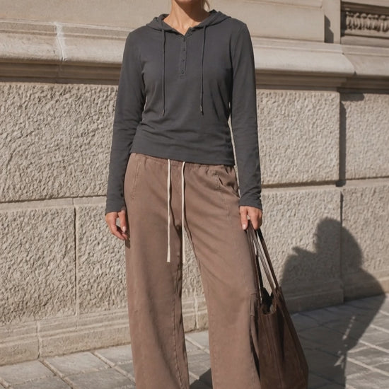 Slim Half-Button Hoodie by Lilliroa, product video