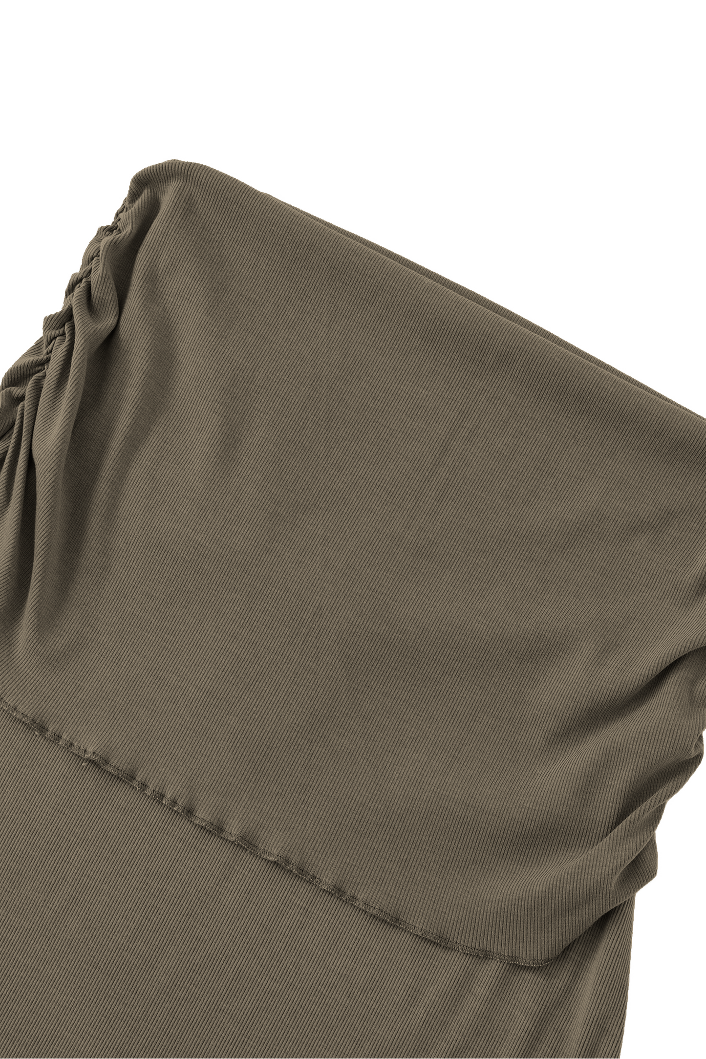 coffee coloured skirt gathered waistband on a white background