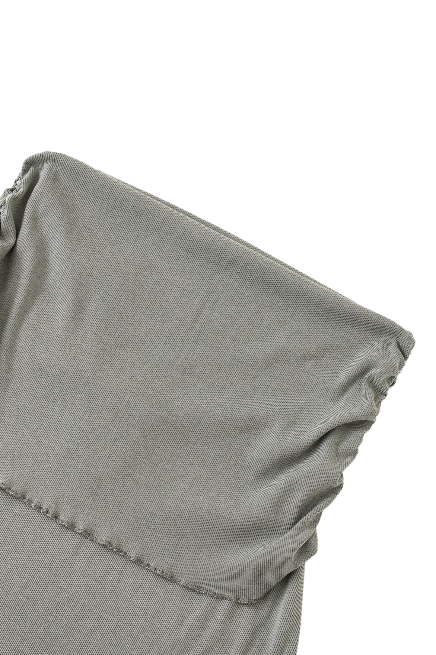 Gray skirt waist detail on a white background