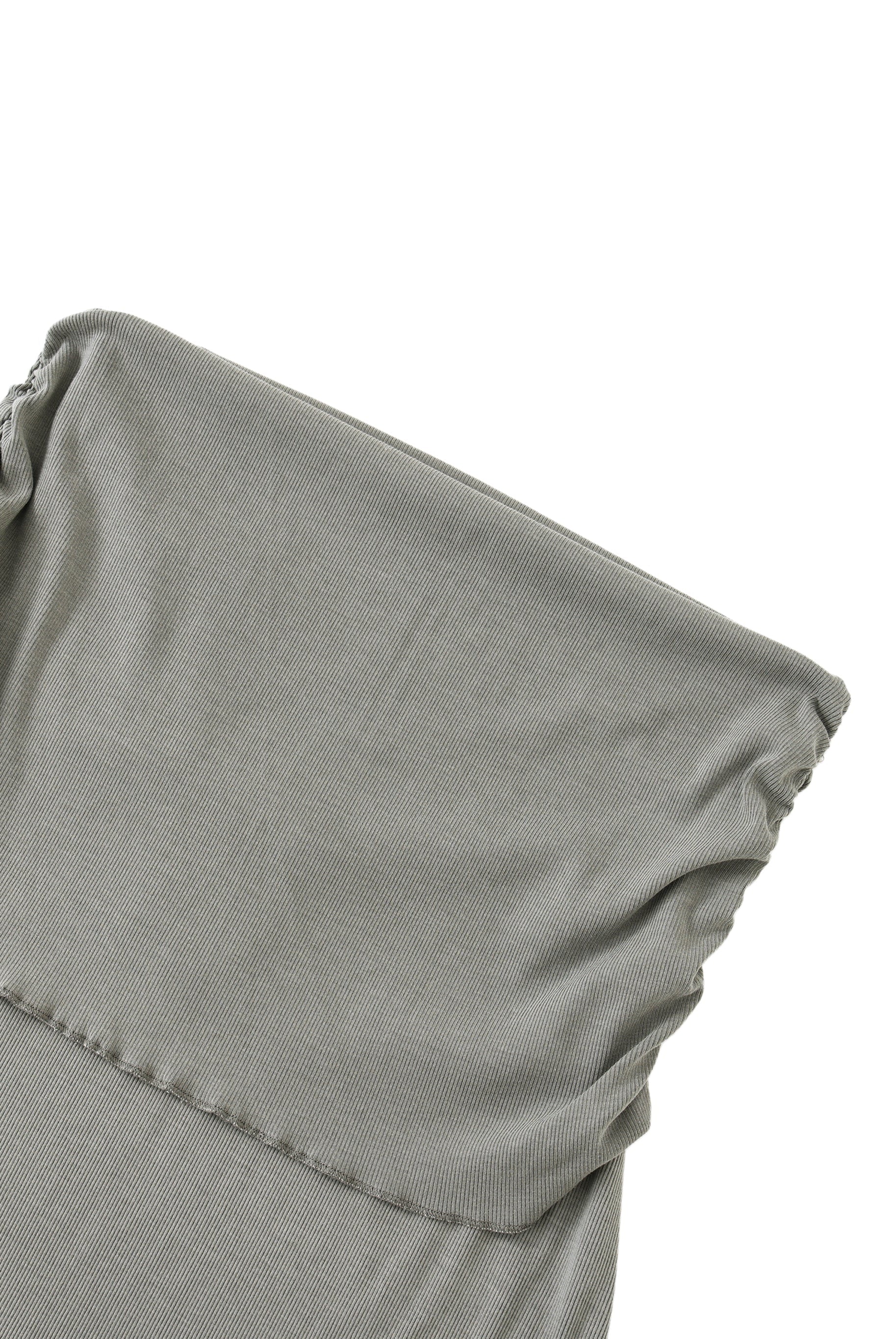 Gray skirt waist detail on a white background